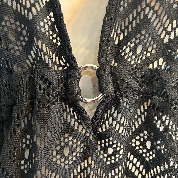 Catalina Black Lace Cover-Up beach dress w/geometric pattern Sz-XL(16-18). N16 - Picture 4 of 7